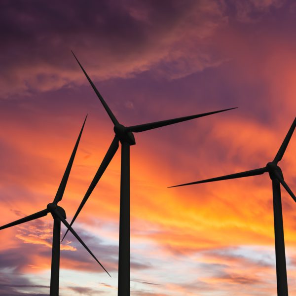 Wind generator turbines in sky